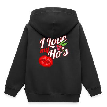 J'aime Noël de gui embrassant la bouche de mon Ho - Sweat Premium à capuche enfant bio - noir - Dos - AI Model Kid Male (0cm)