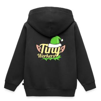 Les petits elfes sont de minuscules travailleurs pour Noël - Sweat Premium à capuche enfant bio - noir - Dos - AI Model Kid Male (0cm)
