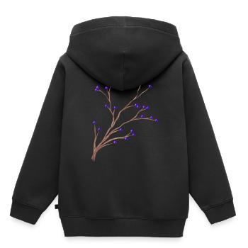 Branche de brumes aux baies violettes pour Noël - Sweat Premium à capuche enfant bio - noir - Dos - AI Model Kid Male (0cm)
