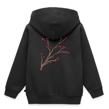 Branche de brumes aux fruits rouges pour Noël - Sweat Premium à capuche enfant bio - noir - Dos - AI Model Kid Male (0cm)