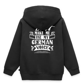 Ne forcez pas ma voix allemande allemande - Sweat Premium à capuche enfant bio - noir - Dos - AI Model Kid Male (0cm)