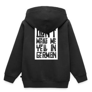 Ne me forcez pas à crier la voix allemande - Sweat Premium à capuche enfant bio - noir - Dos - AI Model Kid Male (0cm)