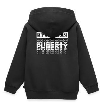 Keep calm Only puberty has grown up - Kids Premium Organic Hoodie - black - Back - AI Model Kid Male (0cm)