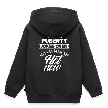 Ok puberty you can make me hot now - Kids Premium Organic Hoodie - black - Back - AI Model Kid Male (0cm)