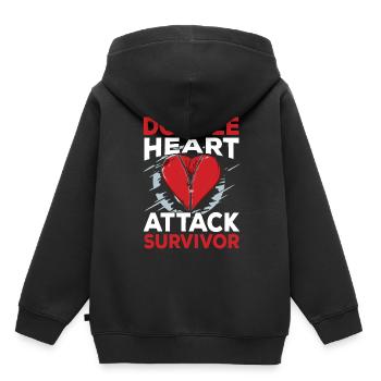 Double crise cardiaque Survivre à une crise cardiaque - Sweat Premium à capuche enfant bio - noir - Dos - AI Model Kid Male (0cm)