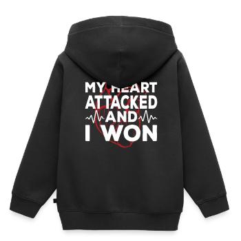 Mein Herz Hat Angegriffen Und Ich Habe Gewonnen - Kinder Premium Organic Hoodie - Schwarz - Hinten - AI Model Kid Male (0cm)