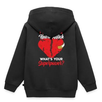 J’ai survécu à une crise cardiaque - Sweat Premium à capuche enfant bio - noir - Dos - AI Model Kid Male (0cm)
