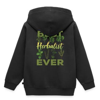 Meilleur spécialiste des herbes Jamais Herbes - Sweat Premium à capuche enfant bio - noir - Dos - AI Model Kid Male (0cm)