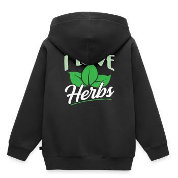 J’aime les herbes herbes herbes de jardin - Sweat Premium à capuche enfant bio - noir - Dos - AI Model Kid Male (0cm)