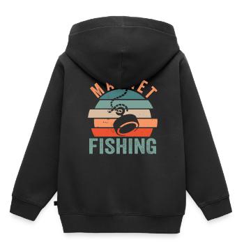 Aimant Pêche Aimant Fisher Magnet - Sweat Premium à capuche enfant bio - noir - Dos - AI Model Kid Male (0cm)