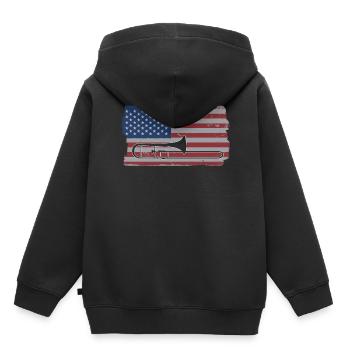 Trombone Musicien Brass Band - Sweat Premium à capuche enfant bio - noir - Dos - AI Model Kid Male (0cm)