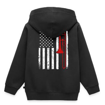 Trombone Musicien Brass Band - Sweat Premium à capuche enfant bio - noir - Dos - AI Model Kid Male (0cm)