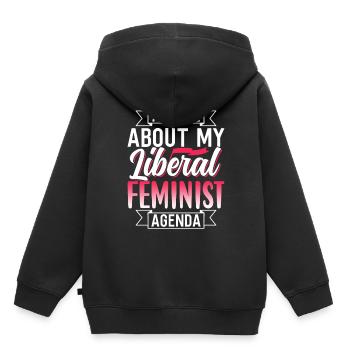 Programme féministe libéral Féminisme Féministe - Sweat Premium à capuche enfant bio - noir - Dos - AI Model Kid Male (0cm)