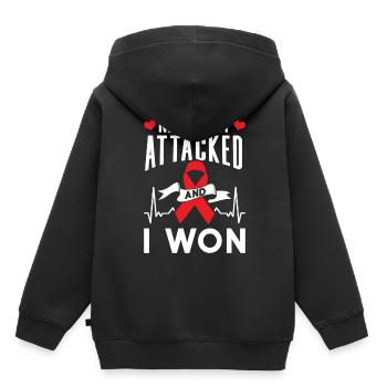 Mein Herz Hat Angegriffen Und Ich Habe Gewonnen - Kinder Premium Organic Hoodie - Schwarz - Hinten - AI Model Kid Male (0cm)
