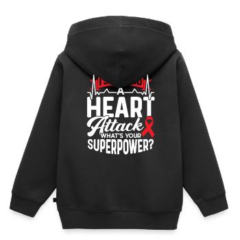 J’ai survécu à une crise cardiaque - Sweat Premium à capuche enfant bio - noir - Dos - AI Model Kid Male (0cm)