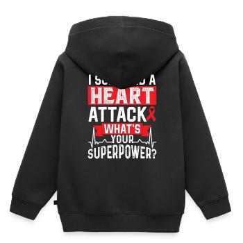 J’ai survécu à une crise cardiaque - Sweat Premium à capuche enfant bio - noir - Dos - AI Model Kid Male (0cm)