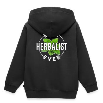 Meilleur spécialiste des herbes Jamais Herbes - Sweat Premium à capuche enfant bio - noir - Dos - AI Model Kid Male (0cm)