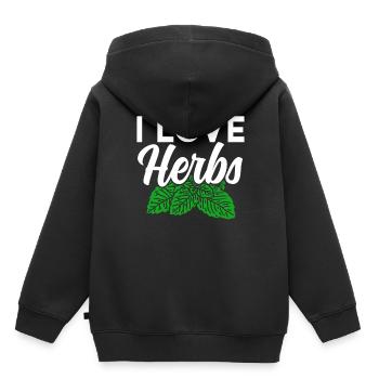J’aime les herbes Herb Herb Jardin - Sweat Premium à capuche enfant bio - noir - Dos - AI Model Kid Male (0cm)