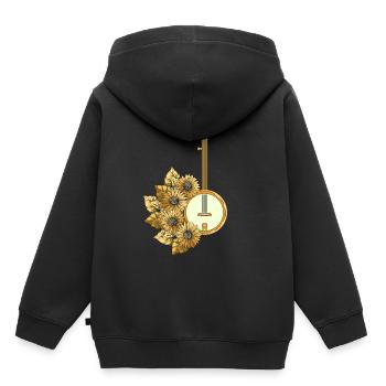 Retro Fleurs Banjo Floral Bluegrass Musique - Sweat Premium à capuche enfant bio - noir - Dos - AI Model Kid Male (0cm)