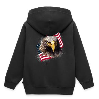 Patriotic Eagle US American Flag Bald Eagle USA - Kinder Premium Organic Hoodie - Schwarz - Hinten - AI Model Kid Male (0cm)