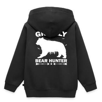 Grizzly Bear Hunt Wildlife Hunter Hunting - Kinder Premium Organic Hoodie - Schwarz - Hinten - AI Model Kid Male (0cm)