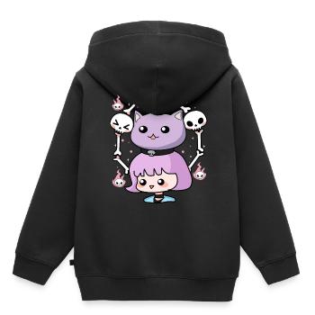 Cute Wiccan Cat Gothic Girl Pastel Goth Anime Aest - Kinder Premium Organic Hoodie - Schwarz - Hinten - AI Model Kid Male (0cm)