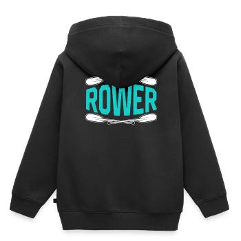 Ruderer Ruderboot Rudern Ruder Rudersport - Kinder Premium Organic Hoodie - Schwarz - Hinten - AI Model Kid Male (0cm)