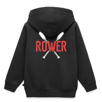 Ruderer Ruderboot Ruder Rudern Rudersport - Kinder Premium Organic Hoodie - Schwarz - Hinten - AI Model Kid Male (0cm)