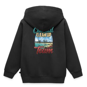 Nettoyage de la plage Équipe de nettoyage côtier de la plage - Sweat Premium à capuche enfant bio - noir - Dos - AI Model Kid Male (0cm)