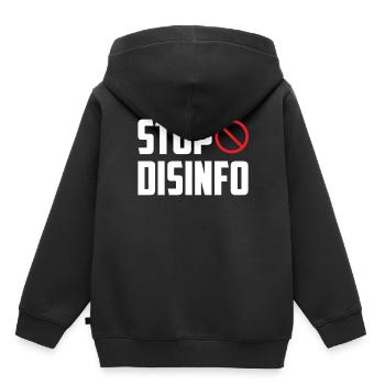 Désinfo Stop Press Loi Liberté de la presse - Sweat Premium à capuche enfant bio - noir - Dos - AI Model Kid Male (0cm)