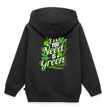 All You Need Is Green - Go Vegan - Kids Premium Organic Hoodie - black - Back - AI Model Kid Male (0cm)