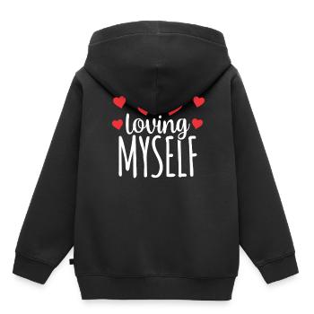 Je m’aime moi-même amour-amour de soi doux - Sweat Premium à capuche enfant bio - noir - Dos - AI Model Kid Male (0cm)