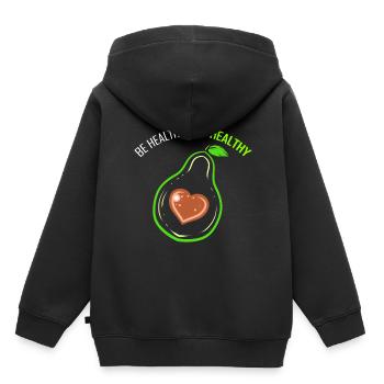 Be Healthy And Eat Healthy - Avocado Heart - Go - Kids Premium Organic Hoodie - black - Back - AI Model Kid Male (0cm)