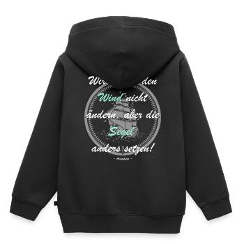 Wind nicht ändern, Segel anders setzen! - Kinder Premium Organic Hoodie - Schwarz - Hinten - AI Model Kid Male (0cm)