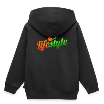 Mode de vie végétarien et végétalien - Go Vegan - Sweat Premium à capuche enfant bio - noir - Dos - AI Model Kid Male (0cm)