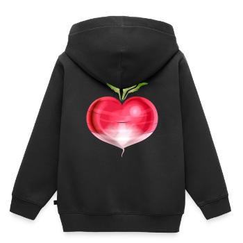 Radish In Heart Shape - Vegetarian - Go Vegan - Kinder Premium Organic Hoodie - Schwarz - Hinten - AI Model Kid Male (0cm)