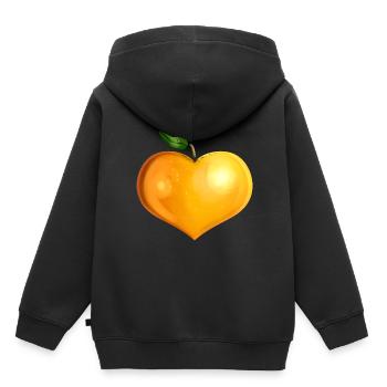 Orange In Heart Shape - Végétarien - Devenez végétalien - Sweat Premium à capuche enfant bio - noir - Dos - AI Model Kid Male (0cm)