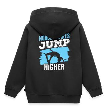 Personne ne s’en soucie Sauter plus haut Saut en hauteur - Sweat Premium à capuche enfant bio - noir - Dos - AI Model Kid Male (0cm)
