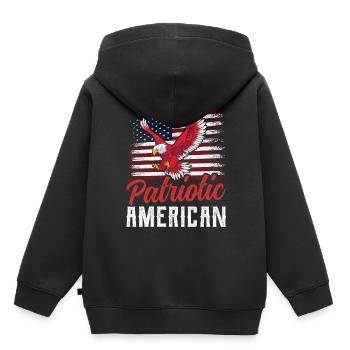 Patriote américain Patriote américain Patriote américain - Sweat Premium à capuche enfant bio - noir - Dos - AI Model Kid Male (0cm)