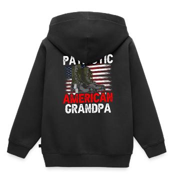 Patriote américain Grand-père US Patriote - Sweat Premium à capuche enfant bio - noir - Dos - AI Model Kid Male (0cm)
