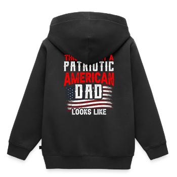 So Sieht Patriotischer Amerikanischer Vater Aus - Kinder Premium Organic Hoodie - Schwarz - Hinten - AI Model Kid Male (0cm)