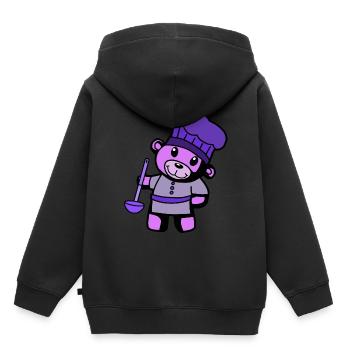 Hobby Chef Cuisine Ours en peluche Cuisinier Louche à soupe - Sweat Premium à capuche enfant bio - noir - Dos - AI Model Kid Male (0cm)