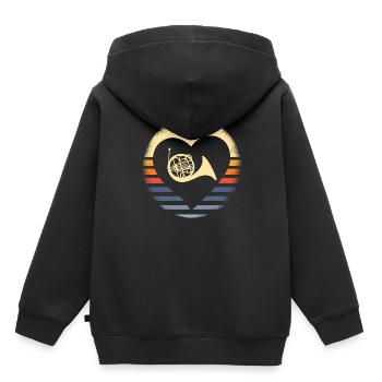 Français musiciens de cor - Sweat Premium à capuche enfant bio - noir - Dos - AI Model Kid Male (0cm)