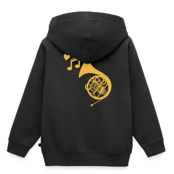 Français musiciens de cor - Sweat Premium à capuche enfant bio - noir - Dos - AI Model Kid Male (0cm)