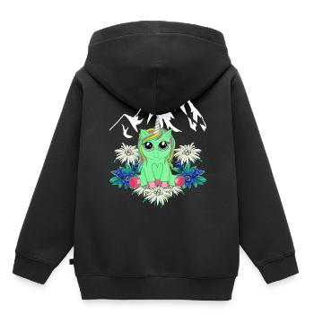Unicorn Flora Alps Mountains Horn Peak Spring - Kids Premium Organic Hoodie - black - Back - AI Model Kid Male (0cm)