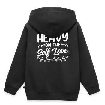 Amour de soi Amour de soi Doux Amour de soi Positif - Sweat Premium à capuche enfant bio - noir - Dos - AI Model Kid Male (0cm)