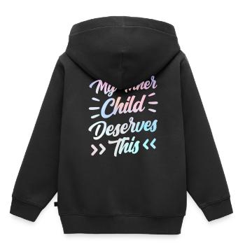 Mon enfant intérieur mérite le doux amour de soi - Sweat Premium à capuche enfant bio - noir - Dos - AI Model Kid Male (0cm)