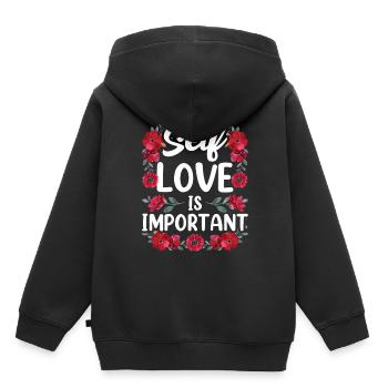 Self-love is important Self-love sweet positive - Kids Premium Organic Hoodie - black - Back - AI Model Kid Male (0cm)