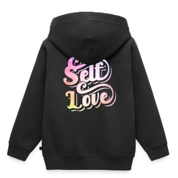 Amour de soi Amour de soi Positivement doux - Sweat Premium à capuche enfant bio - noir - Dos - AI Model Kid Male (0cm)