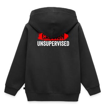 Attention sans surveillance sarcastiquement sans surveillance - Sweat Premium à capuche enfant bio - noir - Dos - AI Model Kid Male (0cm)